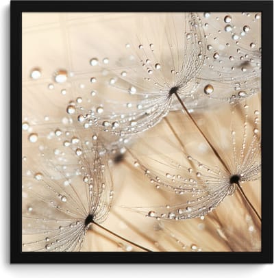 Poster in lijst - Fotolijst 40x40 cm - Posters - Paardenbloem - Abstract - Natuur - Beige - Posterlijst zwart - Decoratie - Wanddecoratie woonkamer - Muurdecoratie slaapkamer