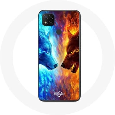 Xiaomi Redmi 9C ijs- en vuurwolf-hoesje