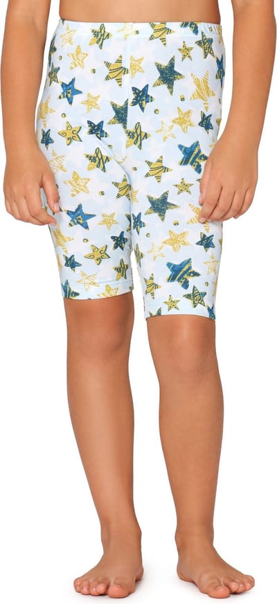 Merry Style Meisjes Leggings - Sport - Vrijetijdsbroek - Korte - Katoen - Wit / blauw gouden sterren - 110 - MS-MS10-406-LE