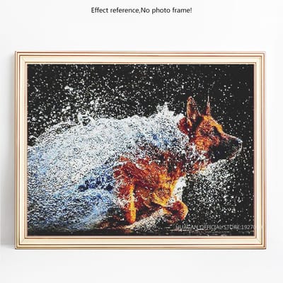 Diamant broderie Animal plein rond diamant peinture chien mosaïque photo 20X30CM gray