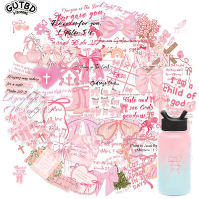 VANDAAG VERZONDEN - Bijbelteksten Stickers - Cor&Sinho® - 50 Stuks - 5-6cm -Bible journaling - Bijbeltekst - Pasen Goede Vrijdag - Christelijk - God - BibleJournaling - Bijbeltekst - Bijbelstudie - Transparant