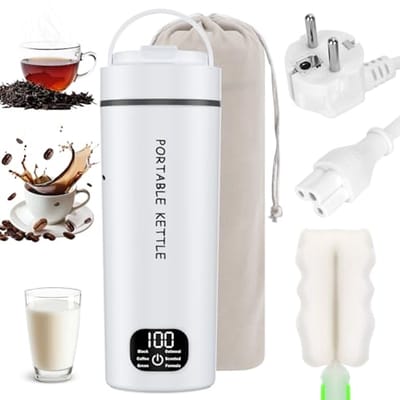 Compacte Mini Waterkoker 400 ml met 6 Temperatuurinstellingen - Draagbaar en Ideaal voor Reizen