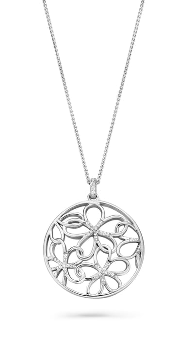 Orphelia ZH-7216 - CHAIN WITH PENDANT FLOWERS - 925 silver - cubic zirkonia - 45 cm