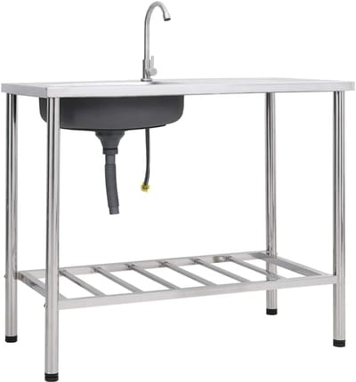 Kampeer spoelbak - Buitenkeuken spoelbak - Buiten koken - Roestvrij staal - 100 x 50 cm - Zilver