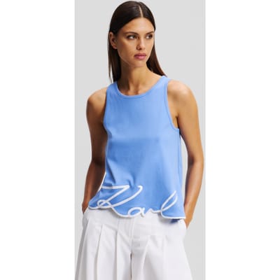 Karl Lagerfeld Signature Hem Tank Top Ultramarine Taglia: XS | Canottiere Outlet | Donna | Blu