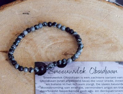 Sneeuwvlok Obsidiaan Armband 4mm - edelstenen - Perfect cadeau voor mannen en vrouwen - Inclusief uitleg - Spiritueel - Snowflake Obsydian - Bescherming - Angst - Aarden - Zelfontplooiing - Trauma's - 100% NATUURLIJK