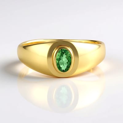 Cavill - Zilveren Ring 925 Sterling - 0,73 ct Lemshuku Tsavoriet Ovaal uit Tanzania - Moderne Bezel zetting - Luxe & Stijlvol - Maten 21-23