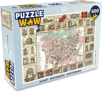 Puzzel Kaart - Historisch - Amsterdam - Legpuzzel - Puzzel 500 stukjes