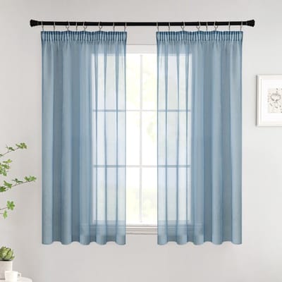 Unyqoos ® Stijlvolle Marineblauwe Korte Voile Gordijnen Set voor Moderne Woonkamers en Slaapkamers