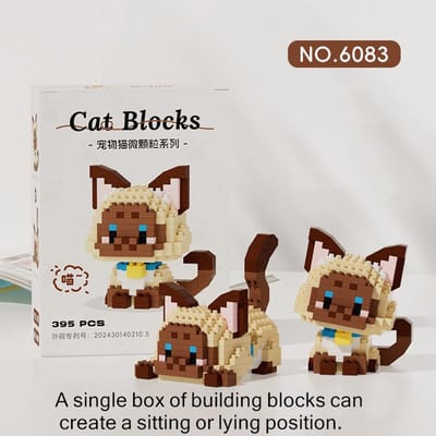 Schattige Kat Miau Serie Fijn Deeltje Oranje Bouwstenen Ragdoll Zilveren Gradiënt Koe Bouwsteen Speelgoed No box brown