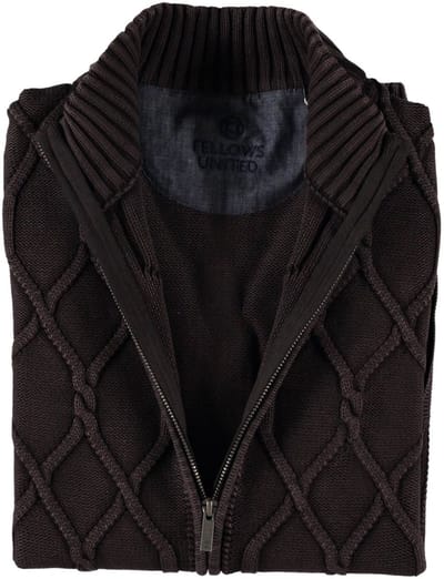 Fellows United Cardigan Vest Cable Overdye Brown (22.1115 - 140)