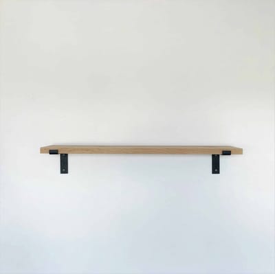 GoudmetHout® Wandplank Industrieel - 50 x 20 cm Muurplank - Eiken Hout - Decoratie Wandrek & Boekenrek - Hangplank Keuken - Wall Shelf + 2 Mat Blanke Plankdragers van Staal