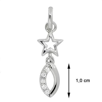 Blinx Jewels Zilveren Hanger Sterretje Ovaal Steentjes Zirkonia