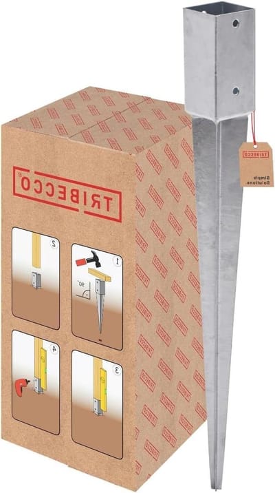 Paalhouder Grondhuls - Bodemanker Paal - Posten Plaatsen - Warm Verzinkt Staal - 71x71mm 900mm - Zwart