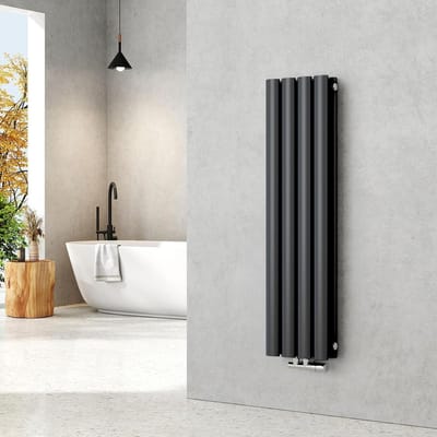 Kleine Paneelradiator 900 x 240 mm - Design Oval, Vertical, Anthraciet, 266 Watt