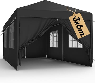Tuinpaviljoen Winterbestendig - Partytent Feesttent - Feestelijke Bijeenkomsten - Waterdicht Met Ritssluiting - 3x6 Meter - Antraciet Grijs