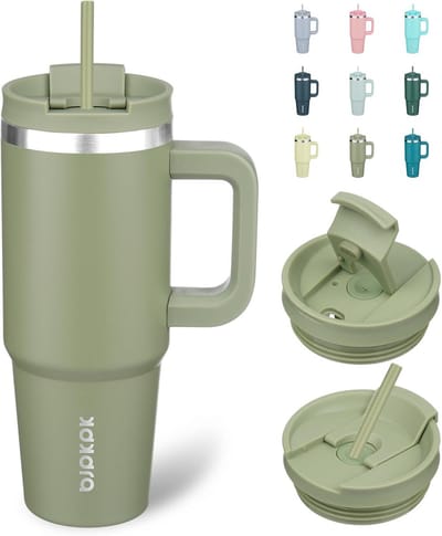 Roestvrijstalen beker - Geïsoleerde mok - Dranken meenemen - Dubbelwandige isolatie - 30 oz - Salie