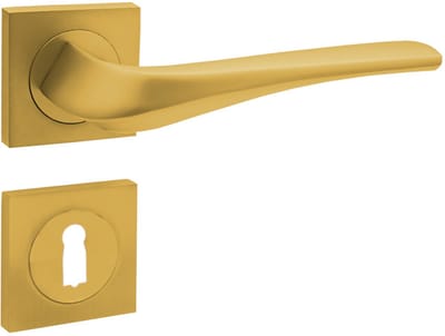 Domino® Deurkrukgarnituur ADEL-QR K-GOLD - Goud Mat - BB- gladde sleutel met Vierkant Rozette - Deurbeslag van aluminium - Deurklink voor kamerdeur, kantoordeur, kelderdeur en binnendeur