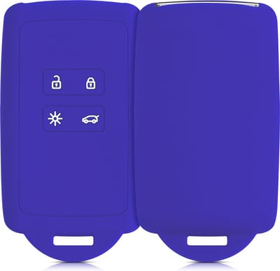 kwmobile autosleutelhoes geschikt voor Renault 4-knops Smartkey autosleutel (alleen Keyless Go) - Siliconenhoes in Baltisch blauw - Sleutelcover