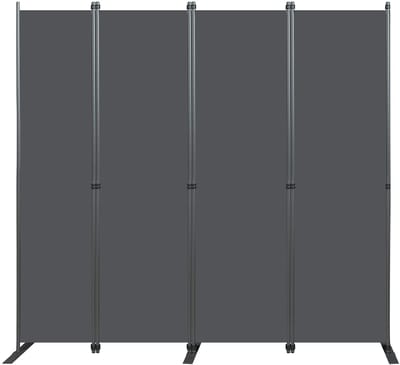 Ruimteverdeler, groot, paravent-scherm, 4-delig, 204 x 180 cm, privacybescherming voor binnengebruik, vrijstaand, voor kantoor, slaapkamer, woonkamer, eetkamer, werkkamer - Grijs