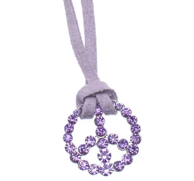 Behave Ketting van suede met peace teken en steentjes