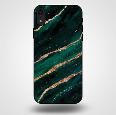 Smartphonica Telefoonhoesje voor iPhone Xr met marmer opdruk - TPU backcover case marble design - Groen Goud geschikt voor Apple iPhone XR