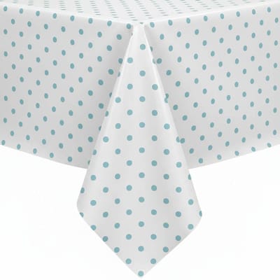 Protecttable - Rond Mexicaans tafelzeil Lunares Lichtblauw ⌀118cm - Tafelkleed Afwasbaar - Kunststof