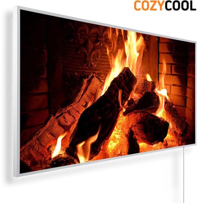 Infraroodpaneel met afbeelding | Haardvuur | 1200 Watt | Witte lijst | Infrarood verwarmingspaneel | Infrarood paneel | Infrarood verwarming