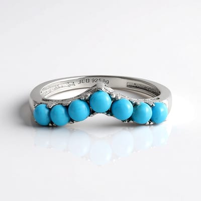 Cavill - Moderne Zilveren Ring met Sleeping Beauty Turkoois 0,725 ct - 925 Sterling Zilver met Platina - Elegante Blauwe Edelsteen Ring Dames
