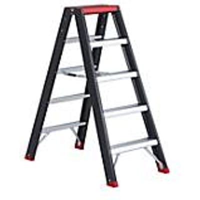 Professional Topline trapladder, 2-zijdig, alu, 2 x 5 treden