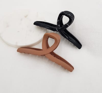 Leuke mooie Spiraal haarklep groot-Youhomy accessoires hairfashion/ haarklemmen set/ Hairclaws clips- Sierklem -sierklep handige haarklem -2 stuks kleuren: Zwart, Taupe