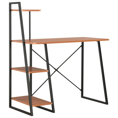 vidaXL - Bureau - met - schappen - 102x50x117 - cm - zwart - en - bruin