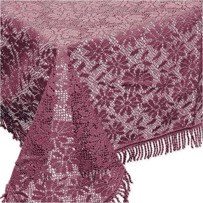 Unique Living tafelkleed/tafellaken - buiten/binnen - paars - 150 x 220 cm - Kant patroon - waterbestendig
