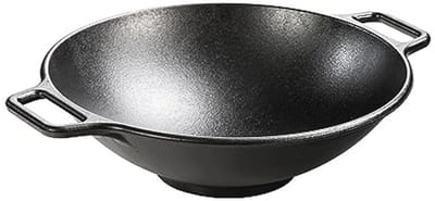 35,56 cm Gietijzeren Wok met Lushandgrepen - Voor Perfecte Roerbakgerechten