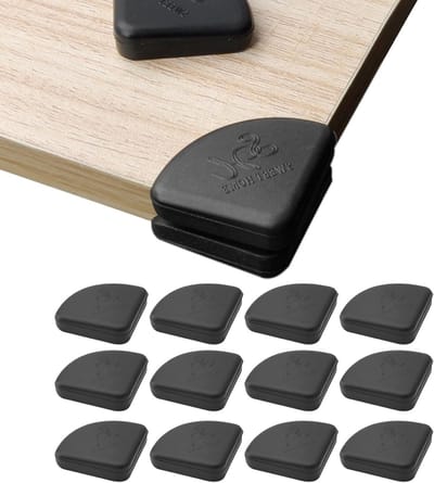 Set van 12 Hoekbeschermers voor Baby's - Zwarte Zelfklevende Siliconen Randen voor Tafel en Meubels, Veiligheid en Stootbescherming