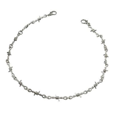Zilverkleurige ketting voor heren en dames met prikkeldraad design