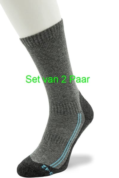 Bonnie Doon Katoenen Wandel Sokken 2 paar Grijs Mele/Blauw Zachte Dempende Zool Compressie delen Unisex 35/38 - Gladde naden - Compressiedelen voor Stevigheid en betere Bloedsomloop - Schokdempende Zool - Vochtregulerend -Grey M /Blue - BW23000202.24