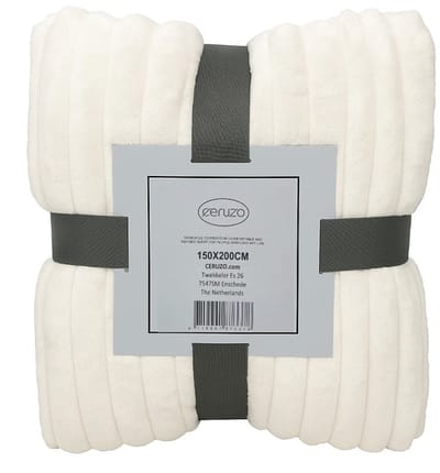 Ceruzo Fleece Deken 150x200 cm –Creme Wit – Plaid - Zacht -Woondeken-Japandi