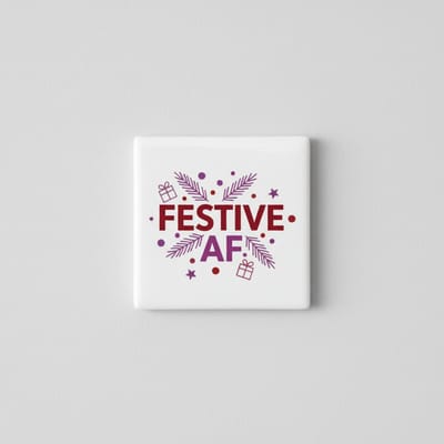Festive AF Keramische Wandtegel – Grappige Kersttekst Feestelijke Woondecoratie – 15 x 15 cm