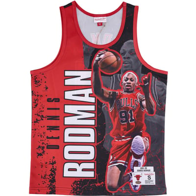 Basketbaltype tanktop voor heren Nba Burst Mesh tank nr. 91 Dennis Rodman Chibul Originele teamkleuren
