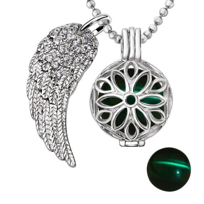 Engelenroeper 18mm Bolhouder met Ketting 90cm en Bolletje - Dames - Zilverkleurig Bloem - EBS18100
