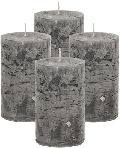 Atmosphera Stompkaars/cilinderkaars - 4x - antraciet - 5 x 8 cm - klein rustiek model