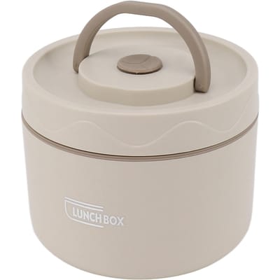 550ml Roestvrijstalen Geïsoleerde Bento Lunchbox Stapelbaar 2 Laags Ronde Bento Lunchbox Roestvrij Staal Lekdicht Eten Microwave Type - Off-White gray