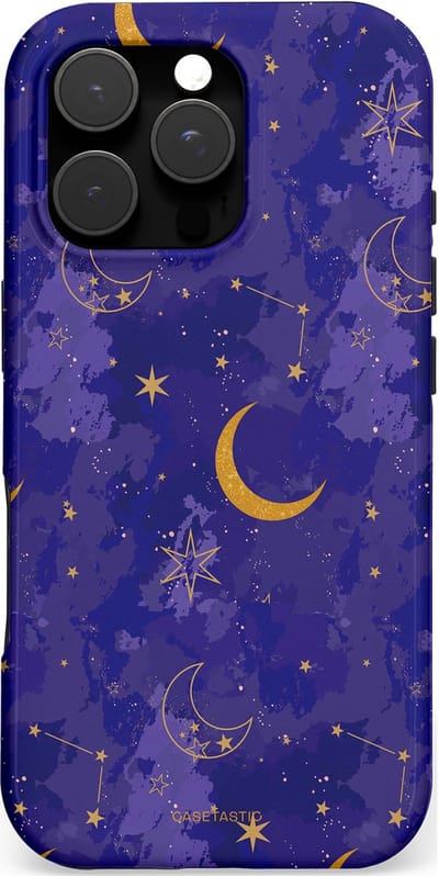 Casetastic hoesje geschikt voor Apple iPhone 16 Pro - MagSafe - Dubbellaagse bescherming - Sterrennacht - Fashion Case - Donkerblauw