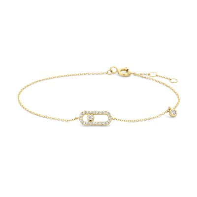 New Bling - 9NBG-0966 - 14K geelgouden armband – ovaal design – met zirkonia