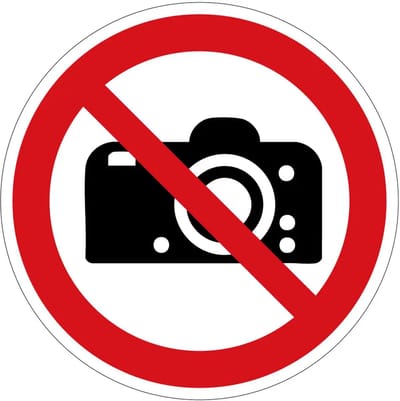 Geen foto's maken verbodsbord - P029 | gecoat dibond materiaal | 10 cm