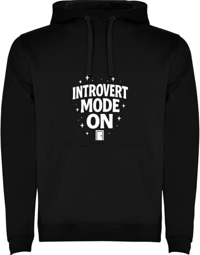 Zwarte Hoodie Introvert Mode on - Rustige Mode Aan - Gesloten Deur - Humor Maat M
