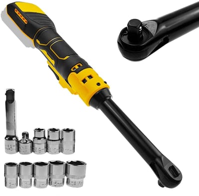 Dailygoods - Draadloze Ratelsleutel - 3/8 inch - 80N.m Kracht - Geschikt voor Dewalt 20V Batterij - Inclusief 8 Opzetstukken - 320RPM