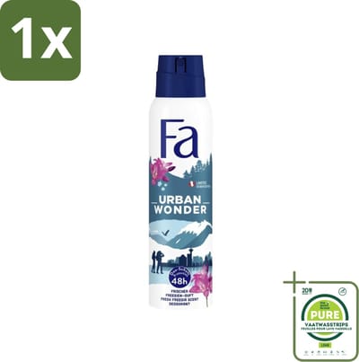 1 x Fa - Deodorant Spray - Urban Wonder - Aardbei - 48 uur Bescherming - 150 ml - Deodorant Spray - Aardbei - 48 Uur Bescherming - Geur Aardbei - Dermatologisch Getest