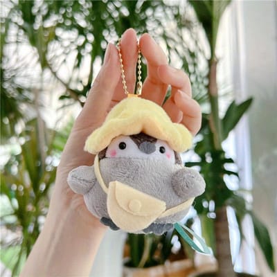 Porte-clés Pingouin en Peluche Mignon Chapeau de Touriste Porte-clés Pingouin Pour Filles Cadeaux Porte-clés Créatif Pour Sac d'École brown